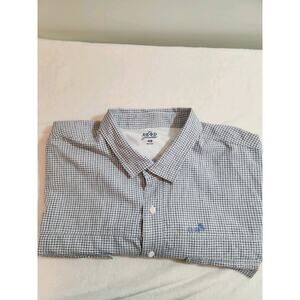 Izod Saltwater Shirt Mens 4XB 4XL Big Blue Gingham Short Sleeve Gorpcore Camping